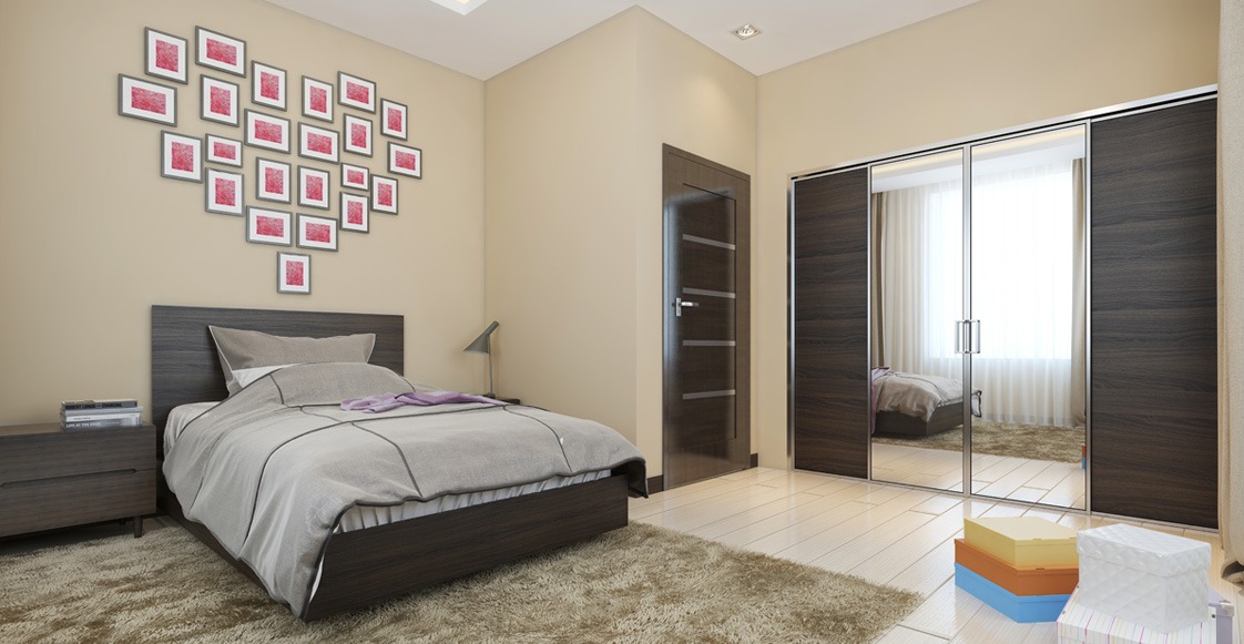 Un cabecero alto también puede servir de pared de acento