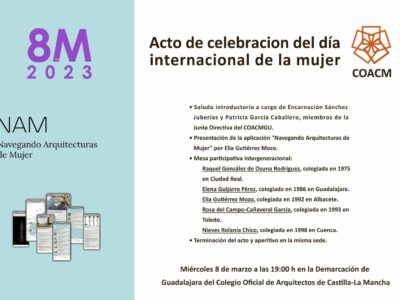 El COACM celebrará el 8M con un acto abierto al público en su Demarcación de Guadalajara